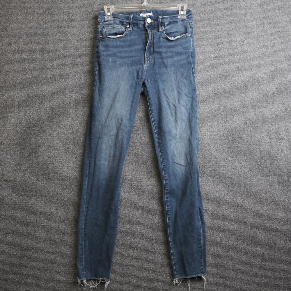 Good American Good Legs Raw Hem Skinny Jeans Womens 6 Blue Career Classic Denim